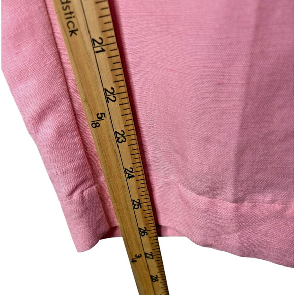 Vintage Napa Valley Pants Size 10 Pink Linen Blend Pull On Crop Straight Pockets - Picture 9 of 11